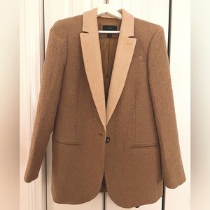 J.Crew Alfie Camel Italian Wool Blazer -Sz 10-contrast collar/lapel and piping